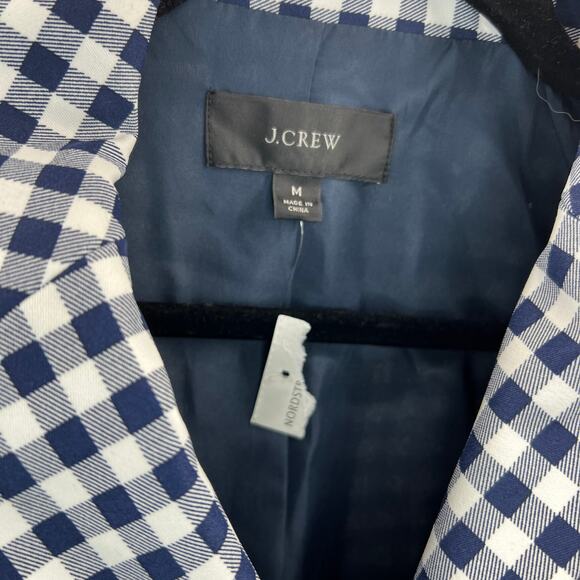 J Crew Preppy Classic Light Academia Gingham Blue Blazer Jacket Check Medium New - Picture 4 of 8